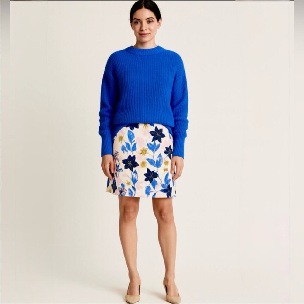 J Crew pink blue gold floral skirt size 4